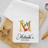 Personalized Christmas tea towel gift for family, custom made Christmas kitchen towel, Christmas gifts with names, initial tea towel gift