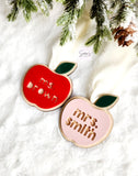 Personalized teacher apple ornament, Christmas ornament gift for best teacher, apple tag teacher gift, end of school year teacher gift