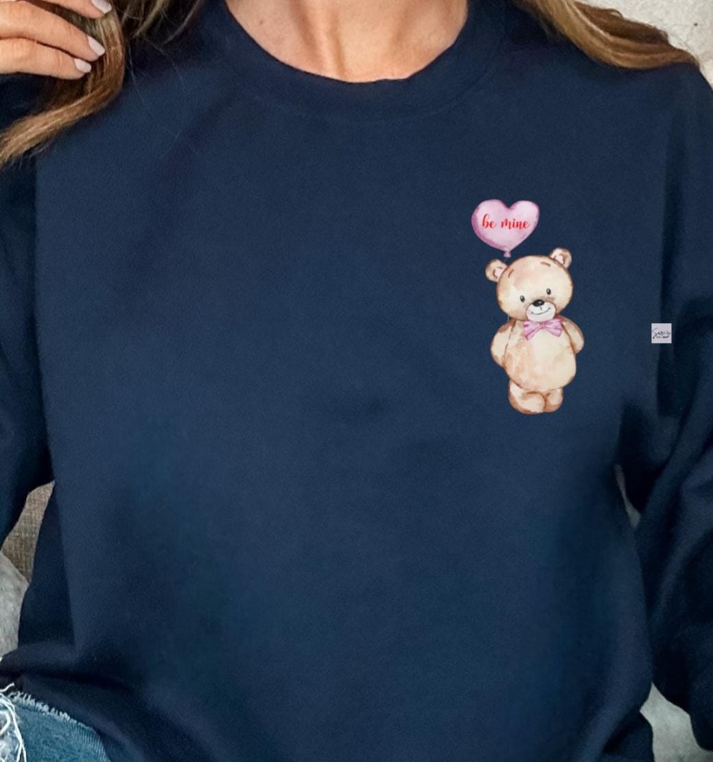 Valentine's Sweatshirt, Cozy Be Mine Teddy Bear Valentine's Sweatshirt, Valentine's Shirt, Love Sweatshirt, Heart Sweatshirt, Be Mine Shirt