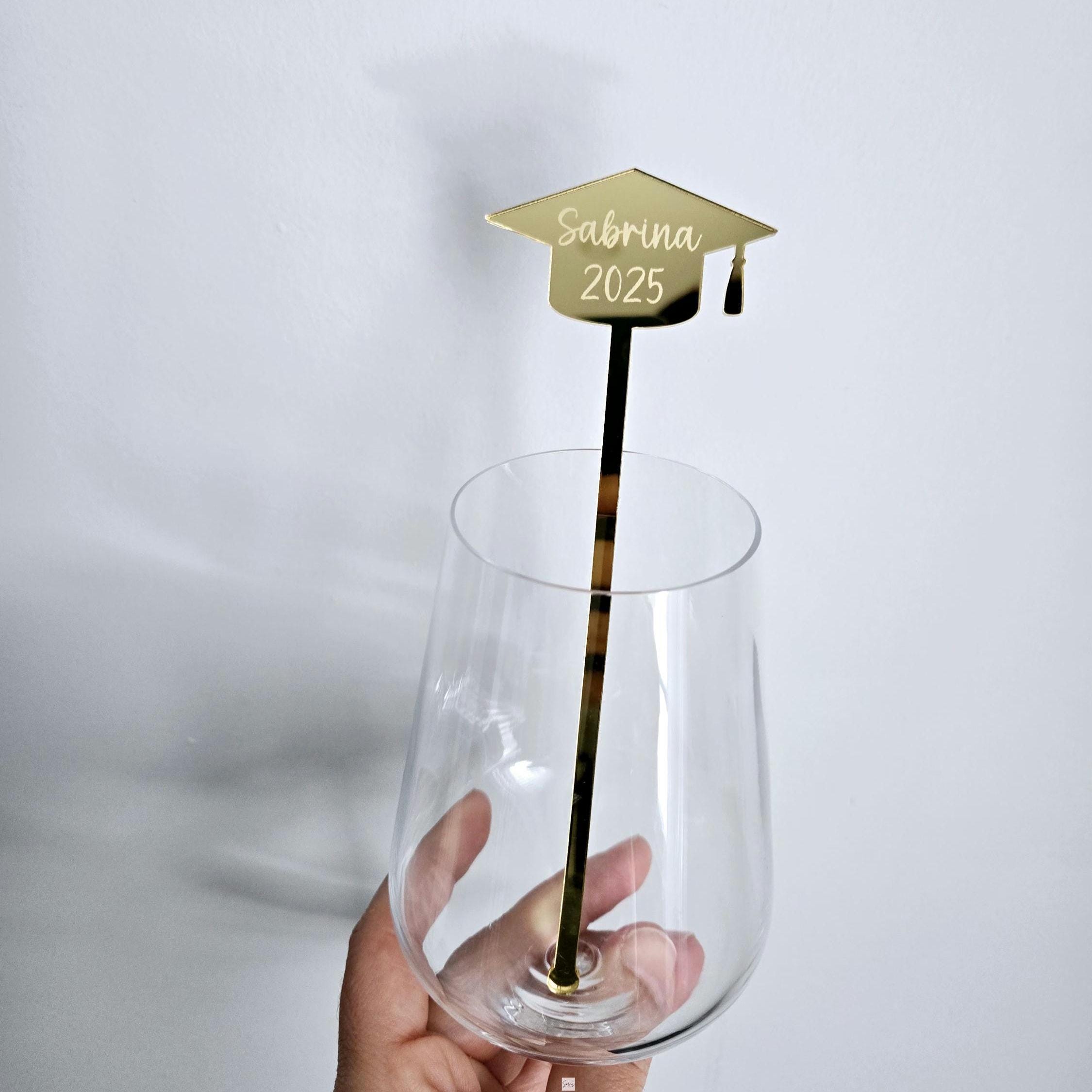 Personalized Graduation Party Drink Stirrers, Custom Grad 2025 Party Drink Charm with name, University Grad Party Decor, Grad Party Decor