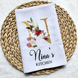Personalized Christmas tea towel gift for family, custom made Christmas kitchen towel, Christmas gifts with names, initial tea towel gift