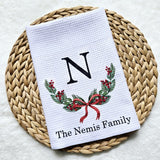 Personalized Christmas tea towel gift for family, custom made Christmas kitchen towel, Christmas gifts with names, holiday tea towel for her