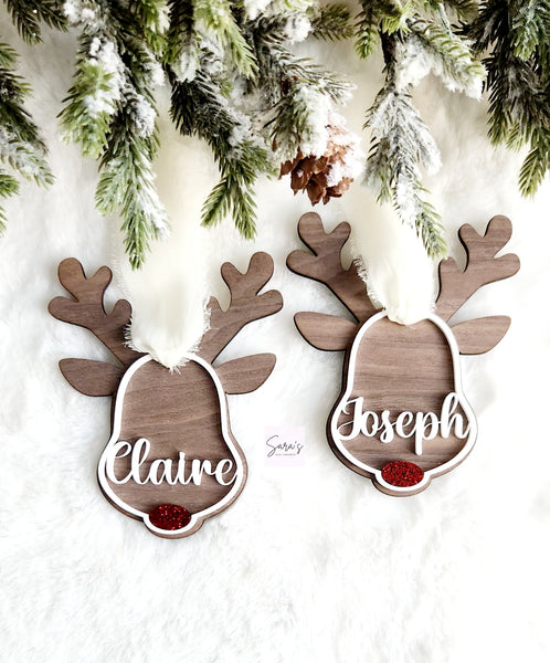 Personalized Reindeer Name Tag