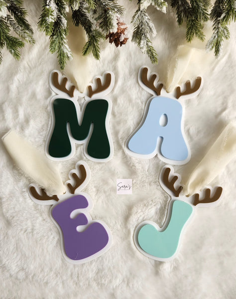 Personalized Reindeer Letter Stocking Tag