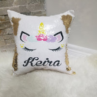 Personalized unicorn sequin pillow, Custom sequin unicorn name pillow, Personalized birthday gift for girls, cute unicorn pillow, unicorn