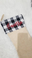 Personalized Christmas stockings, Personalized Christmas gifts, Matching family Christmas stockings, red buffalo plaid burlap stockings