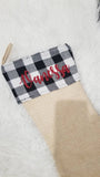 Personalized Christmas stockings, Personalized Christmas gifts, Matching family Christmas stockings, red buffalo plaid burlap stockings