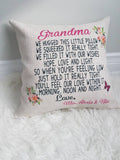 Personalized pillow for Grandmother, gift for grandma, custom made pillow for grandma, mother's day gift, Christmas gift for grandma