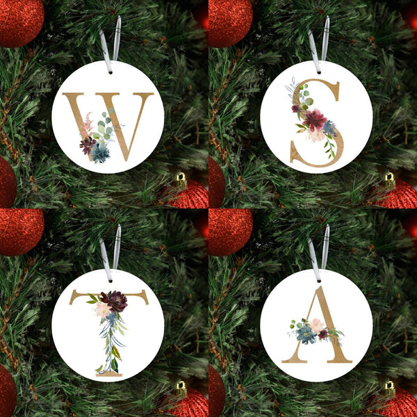 Christmas ornament, circle mdf ornament, xmas ornament, personalized Christmas ornament, name ornament, initial ornament, xmas ornament