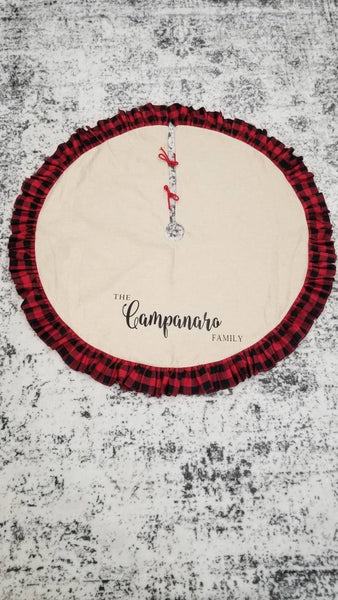 Tree skirt, family Christmas gift, custom tree skirt, plaid tree skirt, Personalized Christmas tree skirt, first Christmas family tree skirt