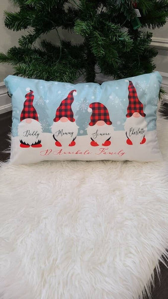 Gnome family Christmas pillow, personalized Christmas gnome pillow, Christmas pillow, decorative Christmas pillow, Christmas gift for family