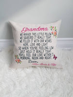 Personalized pillow for Grandmother, gift for grandma, custom made pillow for grandma, mother's day gift, Christmas gift for grandma