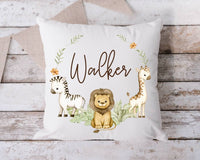 Personalized Safari baby name pillow, baby shower gift, baby safari pillowcase, Safari pillow for nursery room, cute safari animals pillow
