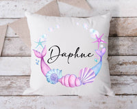 Personalized Mermaid baby name pillow, baby shower gift, baby mermaid pillowcase, mermaid pillow for nursery room, cute mermaid pillow