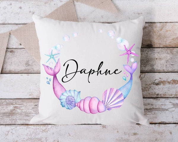 Personalized Mermaid baby name pillow, baby shower gift, baby mermaid pillowcase, mermaid pillow for nursery room, cute mermaid pillow