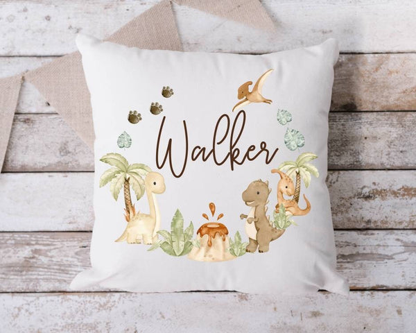 Personalized dinosaur baby name pillow, baby shower gift, baby dinosaur pillowcase, Dinosaur pillow for nursery room, cute dinosaur pillow