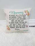 Personalized pillow for Grandmother, keepsake gift for grandma, custom made pillow for grandma, mother's day gift, Christmas gifts for mom