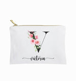 Personalized makeup bag, floral name custom made cosmetic bag gift for her, personalized gifts for friend, personalized gift for bridesmaids