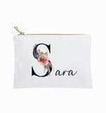 Personalized makeup bag, floral name custom made cosmetic bag gift for her, personalized gifts for friend, personalized gift for bridesmaids