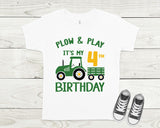 Plow and Play birthday shirt, tractor birthday shirt, farm theme birthday shirt, custom shirt for kids