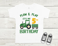 Plow and Play birthday shirt, tractor birthday shirt, farm theme birthday shirt, custom shirt for kids