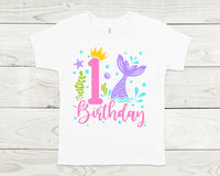 Mermaid birthday shirt, under the sea birthday shirt, custom Mermaid shirt, personalized mermaid birthday girl shirt