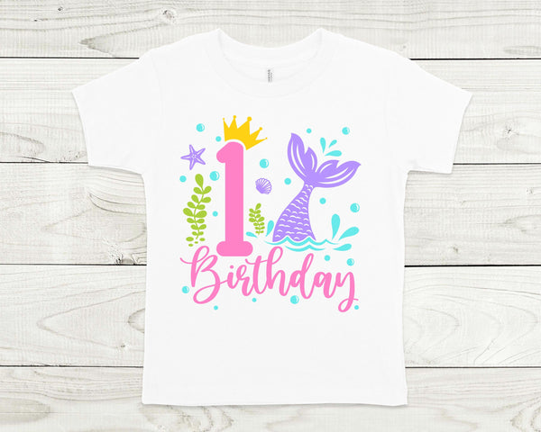 Mermaid birthday shirt, under the sea birthday shirt, custom Mermaid shirt, personalized mermaid birthday girl shirt