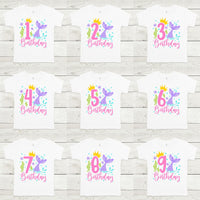 Mermaid birthday shirt, under the sea birthday shirt, custom Mermaid shirt, personalized mermaid birthday girl shirt
