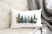Personalized Christmas pillow gift, winter pillow, deer pillow, family name Christmas pillow,