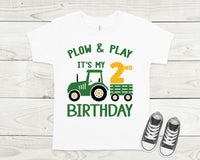 Plow and Play birthday shirt, tractor birthday shirt, farm theme birthday shirt, custom shirt for kids