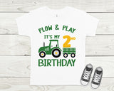 Plow and Play birthday shirt, tractor birthday shirt, farm theme birthday shirt, custom shirt for kids