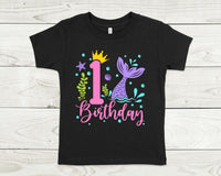 Mermaid birthday shirt, under the sea birthday shirt, custom Mermaid shirt, personalized mermaid birthday girl shirt