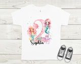 Personalized mermaid birthday shirt, custom made cute mermaid birthday shirt, under the sea birthday shirt