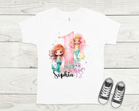 Personalized mermaid birthday shirt, custom made cute mermaid birthday shirt, under the sea birthday shirt
