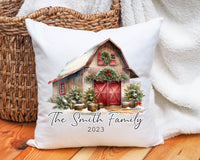 Christmas red rustic bard house decoration pillow gift, custom made Christmas pillows, Christmas print pillow, Merry Christmas barn cushion