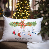 Personalized Christmas pillow gift, winter pillow, deer pillow, family name Christmas pillow,