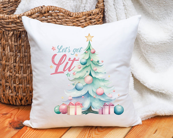 Christmas pastel pink tree pillow room decoration, Christmas tree print pillow, custom made cute Christmas tree cushion for kids room