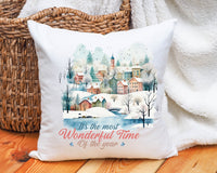 Christmas wonderland print pillow gift for family, Christmas magic town custom made cuhsion gift, Christmas town pillow