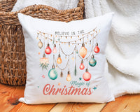 Christmas magic lights colorful pillow gift for family, Christmas cushion decor for room, christmas bells pillow gift for mom and grandma