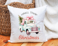 Christmas cute truck pillow with pink bow gift for a couple, Christmas truck custom made cushion for mom and grandma, xmas pillow