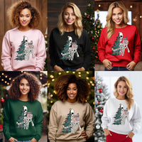 Funny Christmas Skeleton Sweatshirt, Merry and Scary Skeleton Christmas Sweatshirt gift, cozy Christmas sweater gift for her
