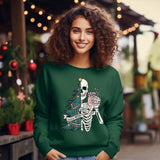 Funny Christmas Skeleton Sweatshirt, Merry and Scary Skeleton Christmas Sweatshirt gift, cozy Christmas sweater gift for her
