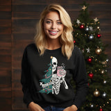 Funny Christmas Skeleton Sweatshirt, Merry and Scary Skeleton Christmas Sweatshirt gift, cozy Christmas sweater gift for her