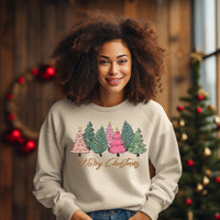 Merry Christmas Sweatshirt, Christmas tree print Sweatshirt gift, cozy Christmas sweater gift for her, cute Christmas Sweatshirt