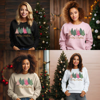 Merry Christmas Sweatshirt, Christmas tree print Sweatshirt gift, cozy Christmas sweater gift for her, cute Christmas Sweatshirt