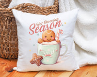 Christmas hot chocolate and gingerbread custom made pillow gift for family, cute Christmas cushion print, Christmas gift to baker