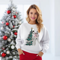 Funny Christmas Skeleton Sweatshirt, Merry and Scary Skeleton Christmas Sweatshirt gift, cozy Christmas sweater gift for her