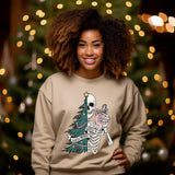 Funny Christmas Skeleton Sweatshirt, Merry and Scary Skeleton Christmas Sweatshirt gift, cozy Christmas sweater gift for her