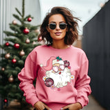 Retro Pink Santa Christmas Sweatshirt, Santa Claus Holiday sweatshirt, cozy Christmas sweater gift for her