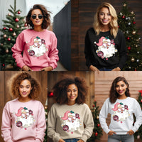 Retro Pink Santa Christmas Sweatshirt, Santa Claus Holiday sweatshirt, cozy Christmas sweater gift for her